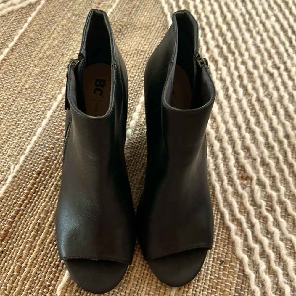 BC - born in California - wedge, open toe, booties.